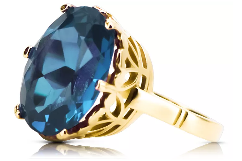 Aquamarin 14 Karat Gelbgold Ring Vintage vrc130y